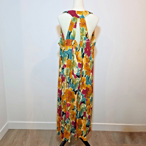 VTG Joni Blair Dress Size 24 XL Floral Maxi Long Button Sleeveless Rayon - Picture 2 of 9